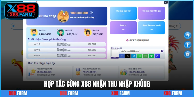 Hợp tác cùng X88 nhận thu nhập khủng
