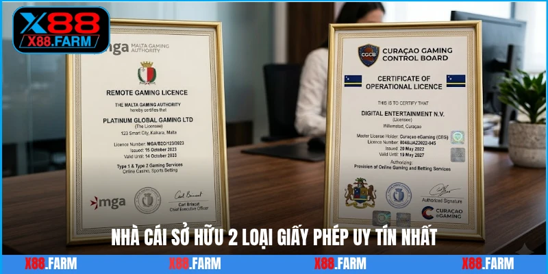 Nhà cái sở hữu 2 loại giấy phép uy tín nhất