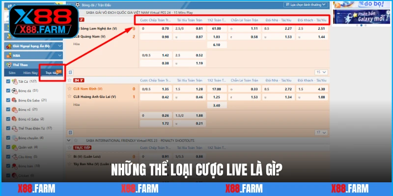 Những thể loại cược live là gì?